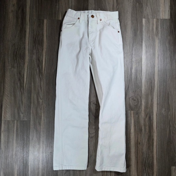 Wrangler Other - Wrangler Kids White Denim Straight Leg Jeans High Rise Western Pants 23x25